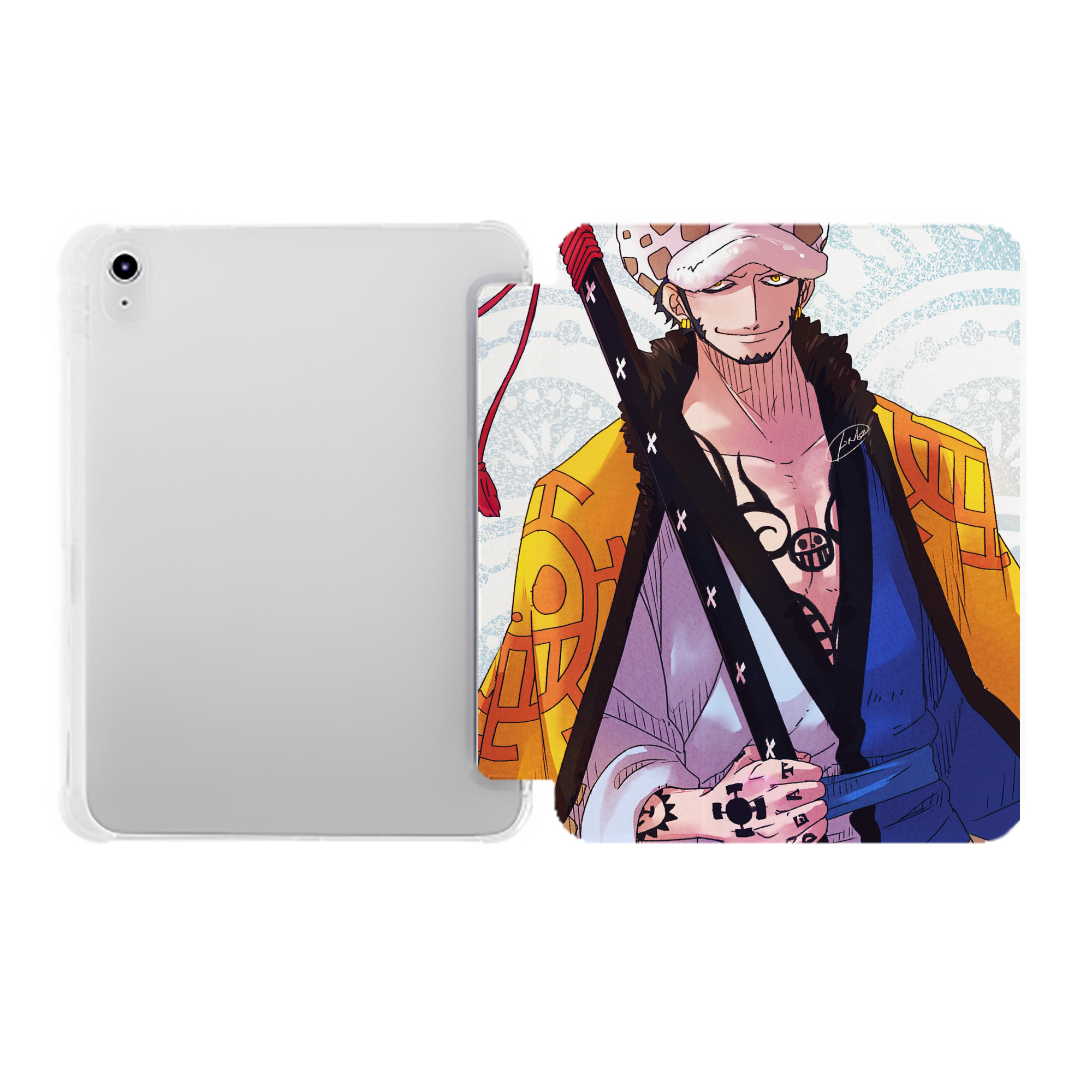 （画像用） ワンピース ONE PIECE IPad ケース ペン収納付き 三つ折りスタンド PUレザー×シリコン 対応機種9.5/10.5/10.9インチ